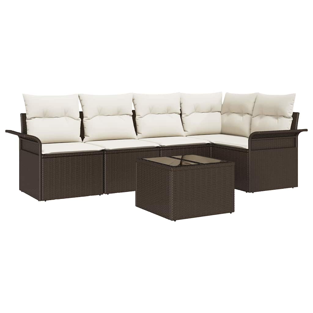Gartensofa-set mit Speicher 6 pcs Braun Poly-Rattan