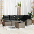 Garten-Sofa-Set mit Kissen mit Speicher 6 pcs Grau Poly Rattan