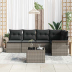 Garten-Sofa-Set mit Kissen mit Speicher 6 pcs Grau Poly Rattan