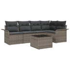 Garten-Sofa-Set mit Kissen mit Speicher 6 pcs Grau Poly Rattan
