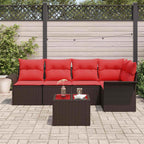Gartensofa-set mit Speicher 6 pcs Braun Poly-Rattan