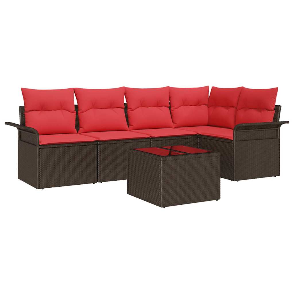 Gartensofa-set mit Speicher 6 pcs Braun Poly-Rattan