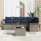Gartensofa-set mit Speicher 6 pcs Grau Poly-Rattan