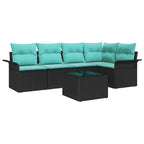 Gartensofa-set mit Speicher 6 pcs Schwarz Poly-Rattan