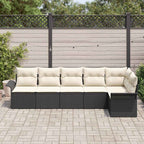 Garten-Sofa-Set mit Kissen 6 pcs Schwarz Poly Rattan