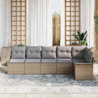 Garten-Sofa-Set mit Kissen mit Speicher 6 pcs Beige Poly Rattan