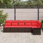 Gartensofa-set mit Speicher 6 pcs Braun Poly-Rattan