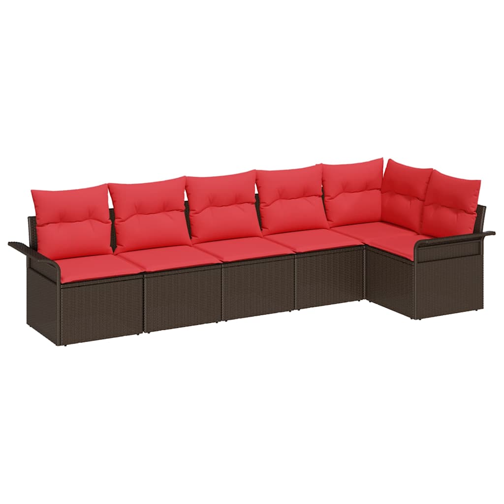 Gartensofa-set mit Speicher 6 pcs Braun Poly-Rattan