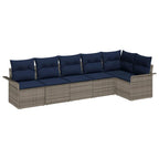 Gartensofa-set mit Speicher 6 pcs Grau Poly-Rattan