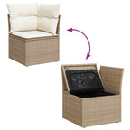 Garten-Sofa-Set mit Kissen mit Speicher 7 pcs Beige Poly Rattan