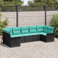 Garten-Sofa-Set mit Speicher 7 pcs Schwarz Poly Rattan