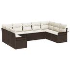 Gartensofa-set mit Speicher 9 pcs Braun Poly-Rattan