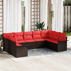Gartensofa-set mit Speicher 9 pcs Beige Poly-Rattan