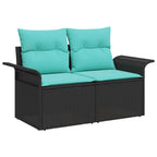 Gartensofa-set mit Speicher 9 pcs Schwarz Poly-Rattan
