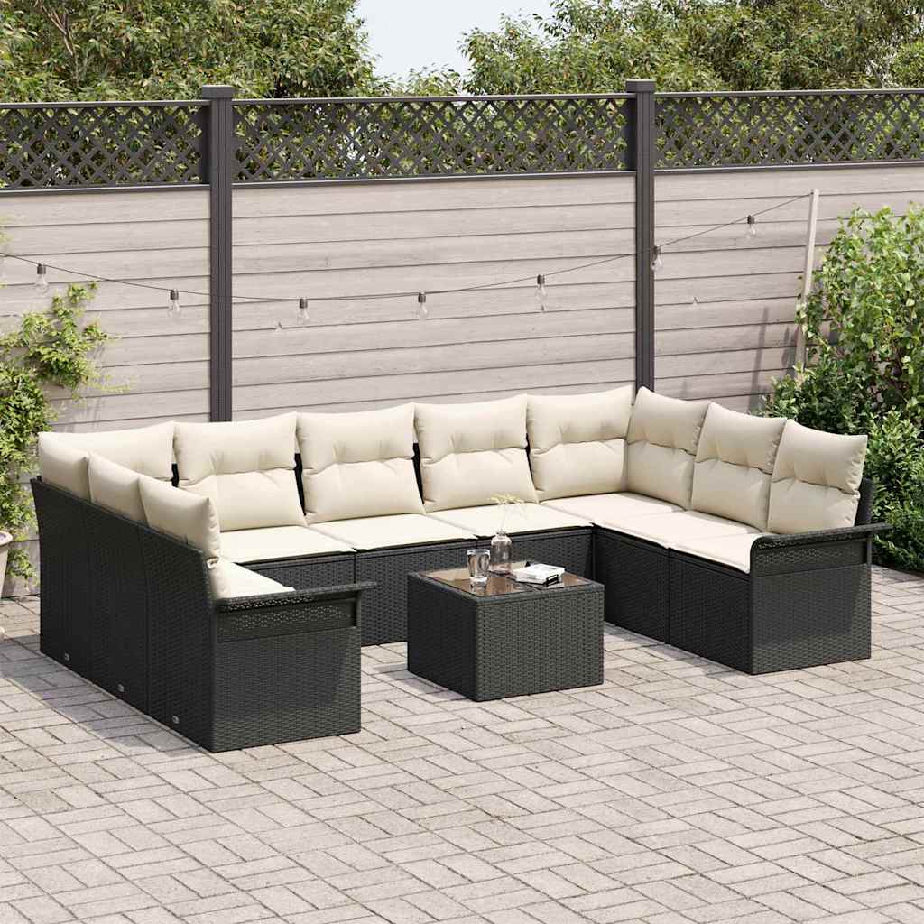 Gartensofa-set mit Speicher 10 pcs Braun Poly-Rattan