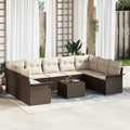 Gartensofa-set mit Speicher 10 pcs Grau Poly-Rattan