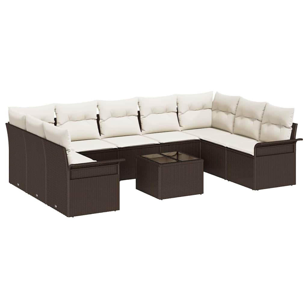 Gartensofa-set mit Speicher 10 pcs Grau Poly-Rattan