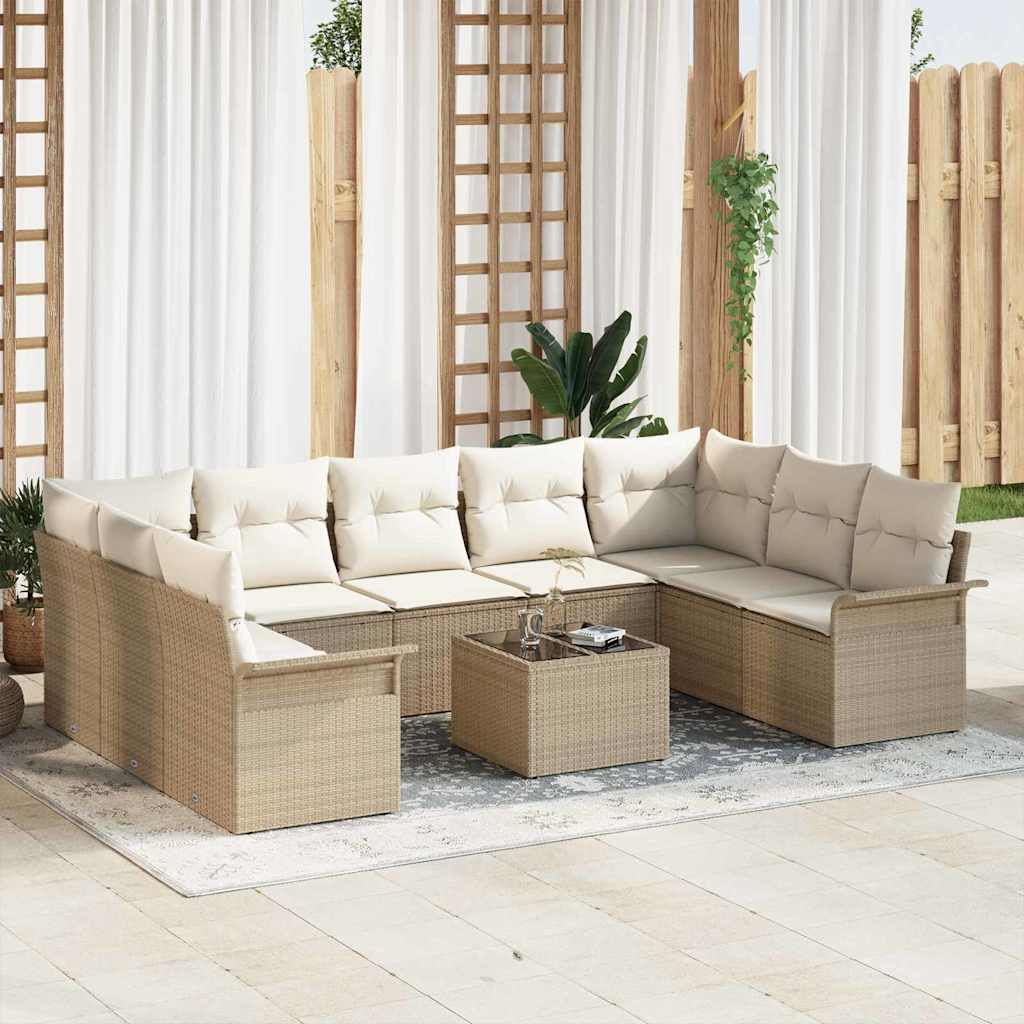 Gartensofa-set mit Speicher 10 pcs Braun Poly-Rattan