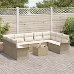 Gartensofa-set mit Speicher 10 pcs Braun Poly-Rattan