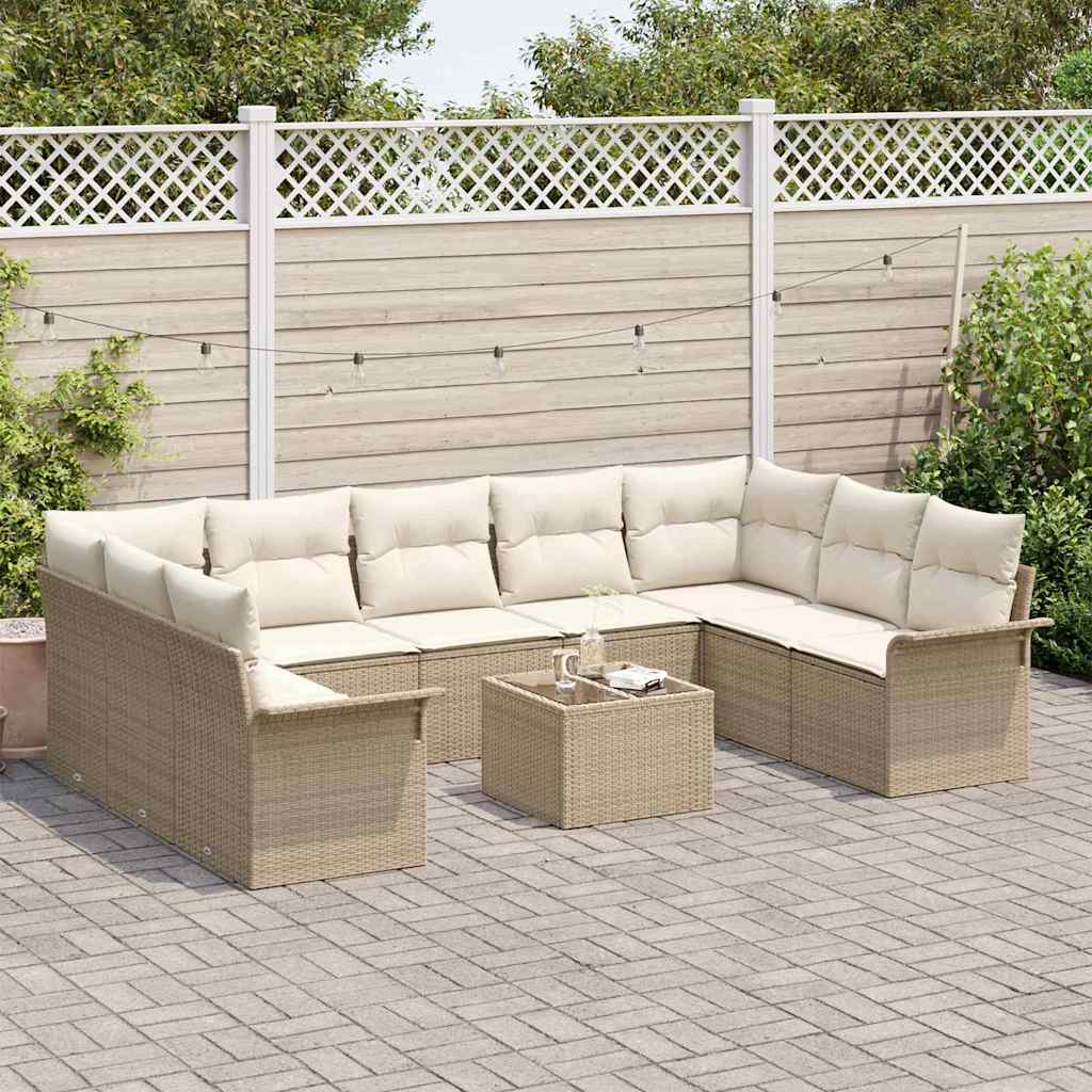 Gartensofa-set mit Speicher 10 pcs Braun Poly-Rattan