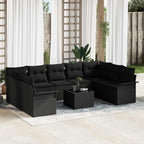 Gartensofa-set mit Speicher 10 pcs Beige Poly-Rattan