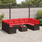 Garten-Sofa-Set mit Kissen 10 pcs Braun Poly Rattan