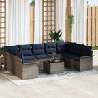 Gartensofa-set mit Speicher 10 pcs Grau Poly-Rattan