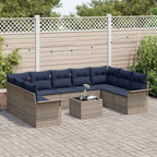 Gartensofa-set mit Speicher 10 pcs Grau Poly-Rattan
