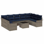Gartensofa-set mit Speicher 10 pcs Grau Poly-Rattan