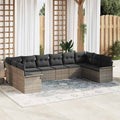Gartensofa-set mit Speicher 10 pcs Grau Poly-Rattan