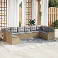 Gartensofa-set mit Speicher 10 pcs Beige Poly-Rattan
