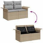 Gartensofa-set mit Speicher 10 pcs Beige Poly-Rattan
