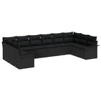 Gartensofa-set mit Speicher 10 pcs Schwarz Poly-Rattan