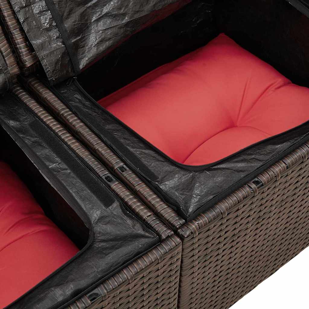 Gartensofa-set mit Speicher 10 pcs Beige Poly-Rattan