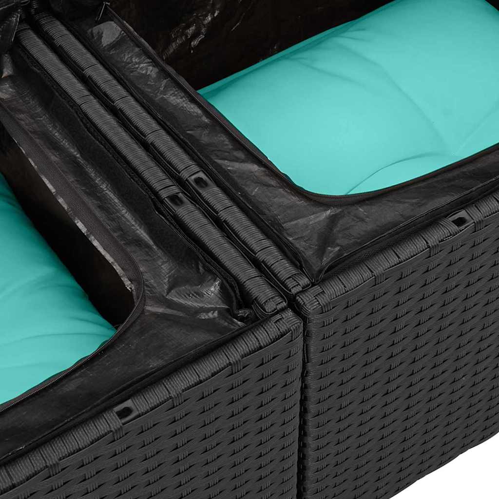 Gartensofa-set mit Speicher 10 pcs Schwarz Poly-Rattan