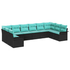 Gartensofa-set mit Speicher 10 pcs Schwarz Poly-Rattan