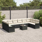 Gartensofa-set mit Speicher 11 pcs Braun Poly-Rattan