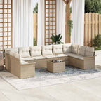 Gartensofa-set mit Speicher 11 pcs Braun Poly-Rattan