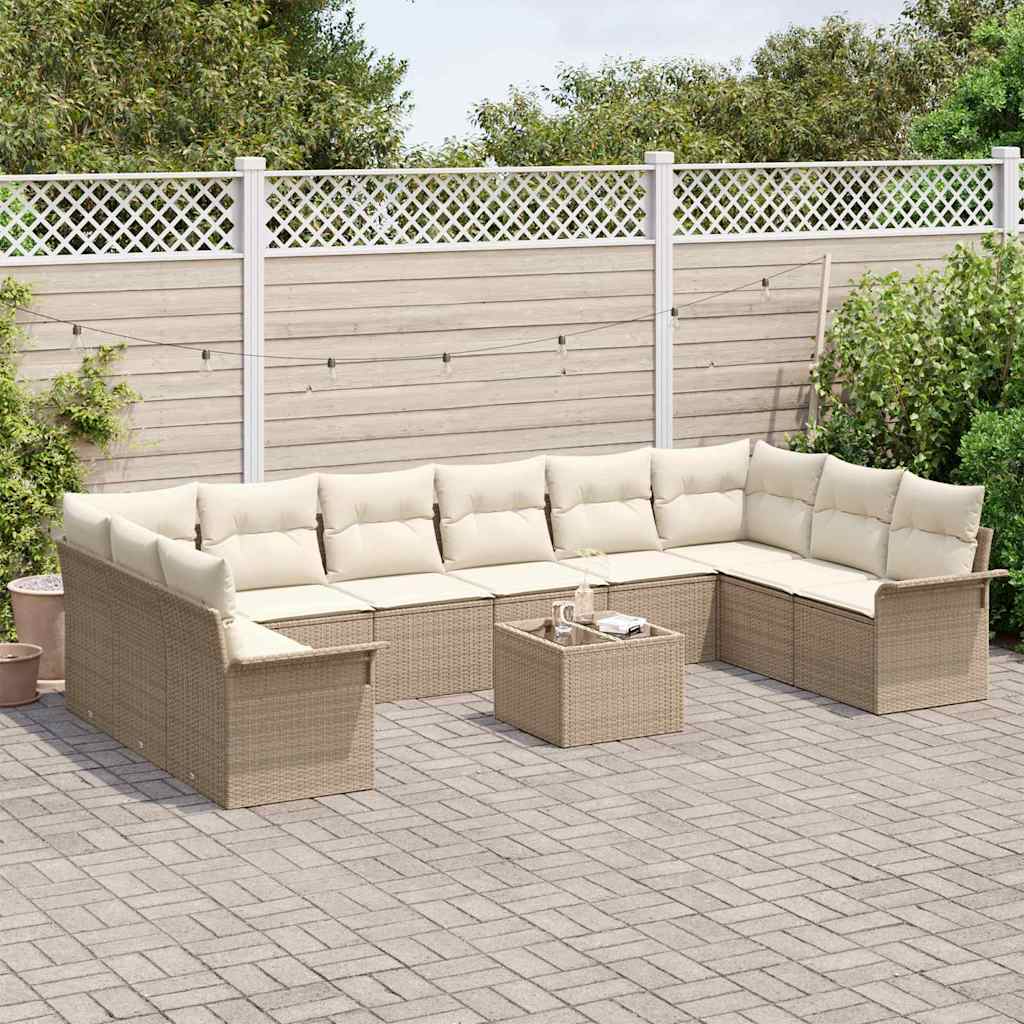 Gartensofa-set mit Speicher 11 pcs Braun Poly-Rattan