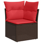 Gartensofa-set mit Speicher 11 pcs Braun Poly-Rattan