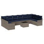 Gartensofa-set mit Speicher 11 pcs Grau Poly-Rattan