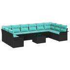 Gartensofa-set mit Speicher 11 pcs Schwarz Poly-Rattan