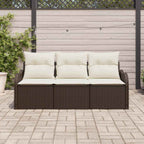 Garten-Sofa-Set mit Speicher 3 pcs Braun Poly Rattan
