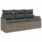 Garten-Sofa-Set mit Speicher 3 pcs Grau Poly Rattan