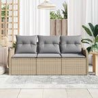 Garten-Sofa-Set mit Speicher 3 pcs Beige Poly Rattan