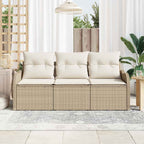 Garten-Sofa-Set mit Speicher 3 pcs Beige Poly Rattan