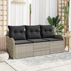 Garten-Sofa-Set mit Speicher 3 pcs Hellgrau Poly Rattan