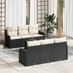 Gartensofa-set mit Kissen mit Speicher 7 pcs Schwarz und Creme