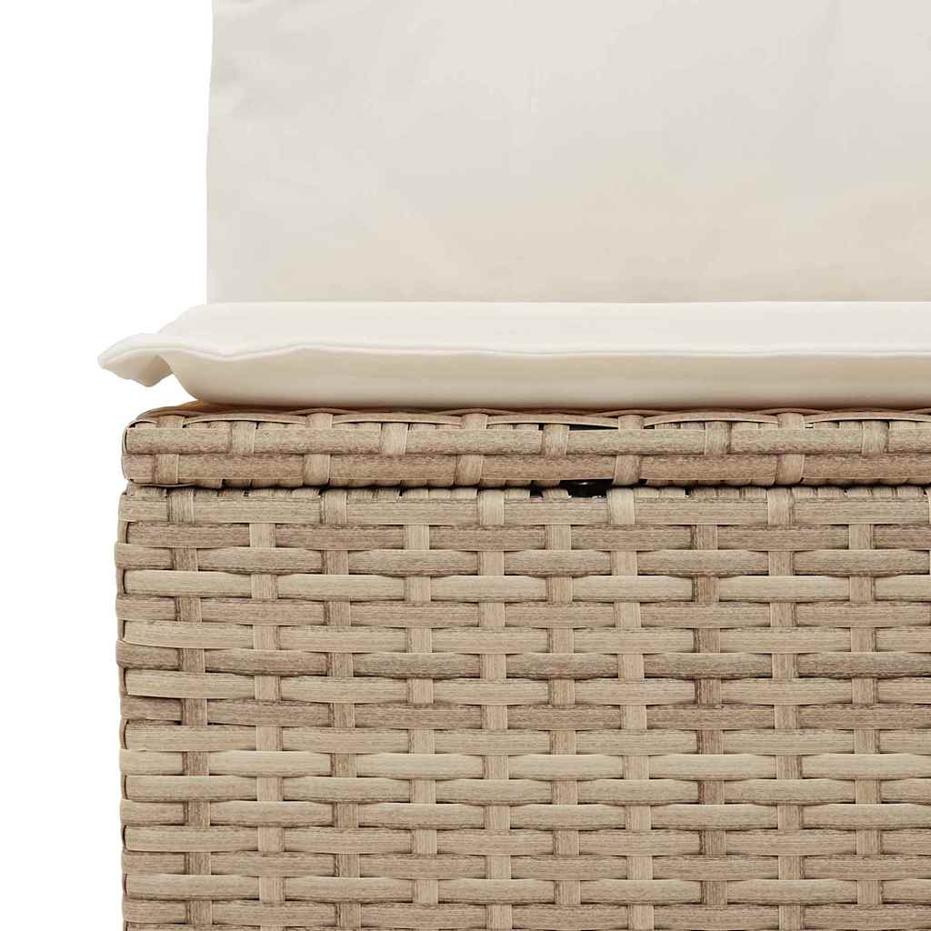 Garten-Sofa-Set mit Kissen 7 pcs Beige und Weiß Poly Rattan