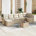 Garten-Sofa-Set mit Kissen 8 pcs Beige und Weiß Poly Rattan
